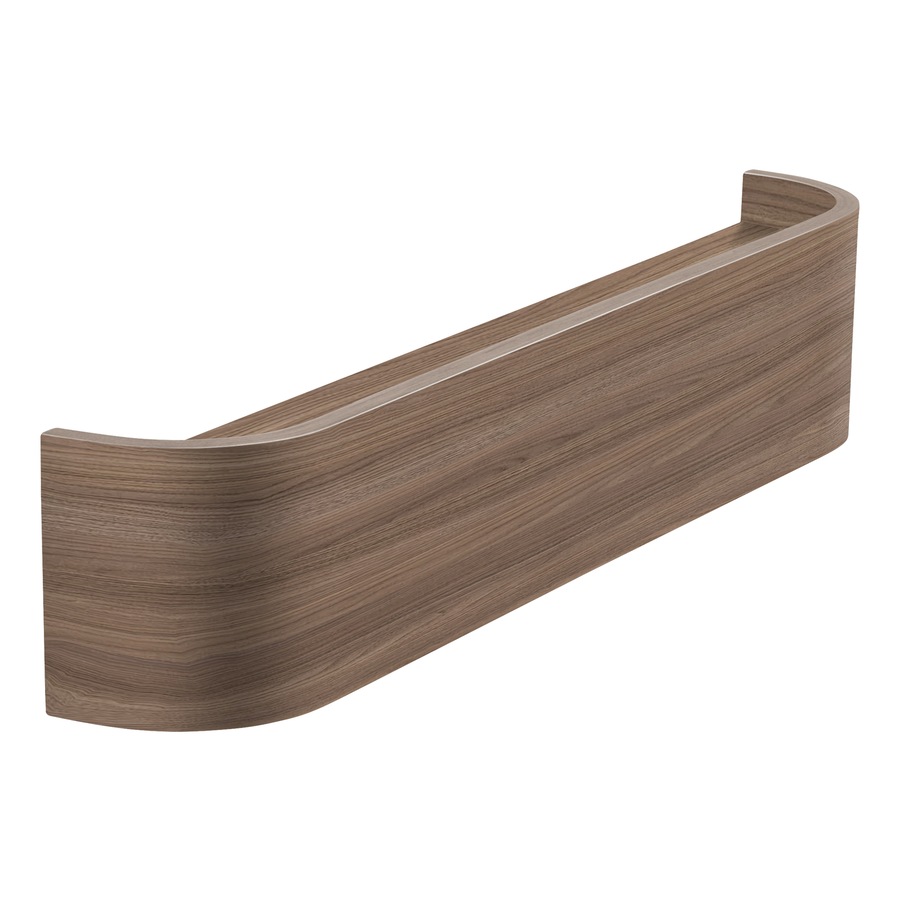 ACA 52cm Wall-Mounted Modern Design Coat Rack with Hidden Wall Hooks Floating Shelves Curved Shape Wall Decor Walnut