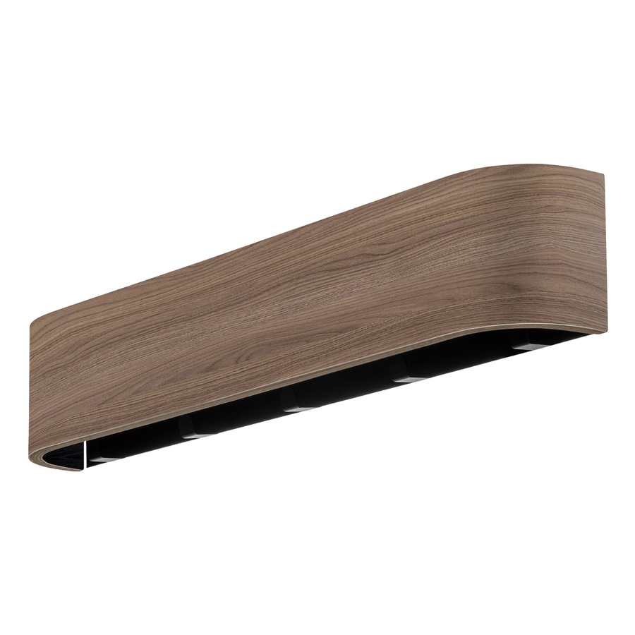 ACA 52cm Wall-Mounted Modern Design Coat Rack with Hidden Wall Hooks Floating Shelves Curved Shape Wall Decor Walnut