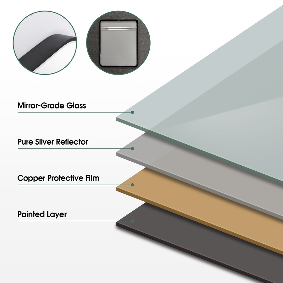 ACA 65x80CM Black Aluminium Framed Wall Mounted Makeup Decor Mirror Bathroom Bedroom