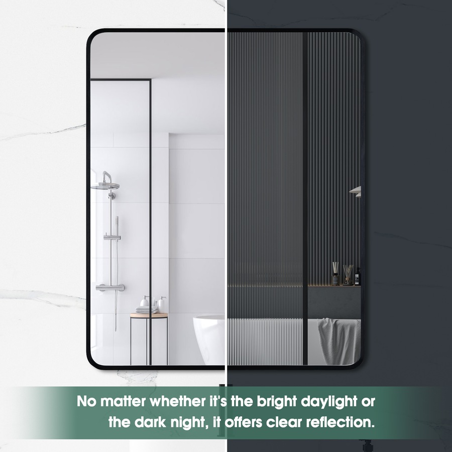 ACA 65x80CM Black Aluminium Framed Wall Mounted Makeup Decor Mirror Bathroom Bedroom