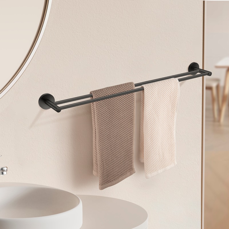 Buy ACA 80CM Cut to Size Black Bathroom Wall Double Towel Rack Rail