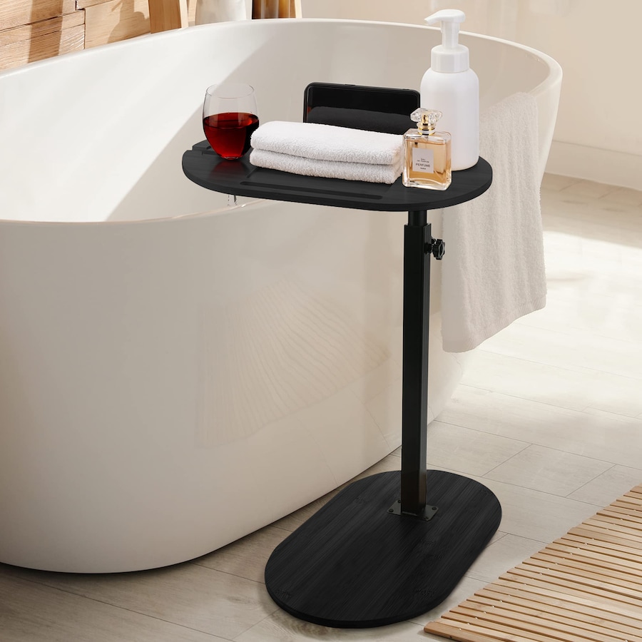 ACA Bathroom Black Spa Freestanding Luxury Side Table Bath Caddy Tray Shelf for Bathtub
