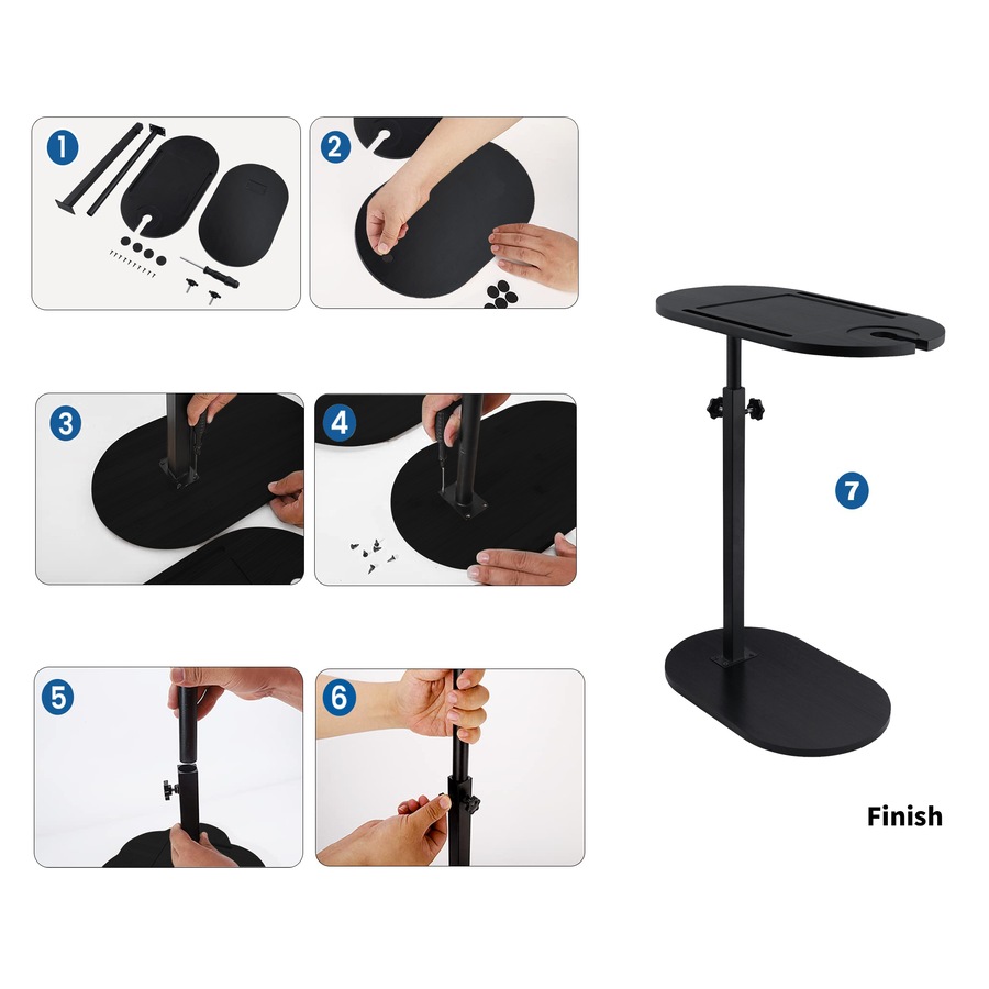 ACA Bathroom Black Spa Freestanding Luxury Side Table Bath Caddy Tray Shelf for Bathtub