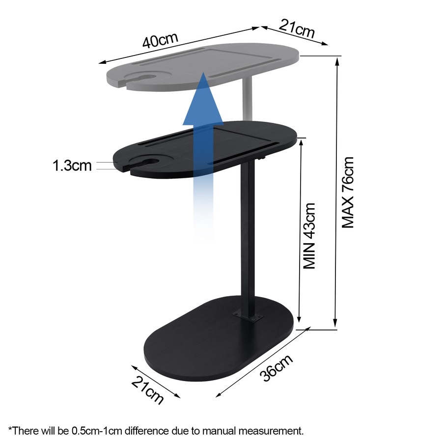 ACA Bathroom Black Spa Freestanding Luxury Side Table Bath Caddy Tray Shelf for Bathtub