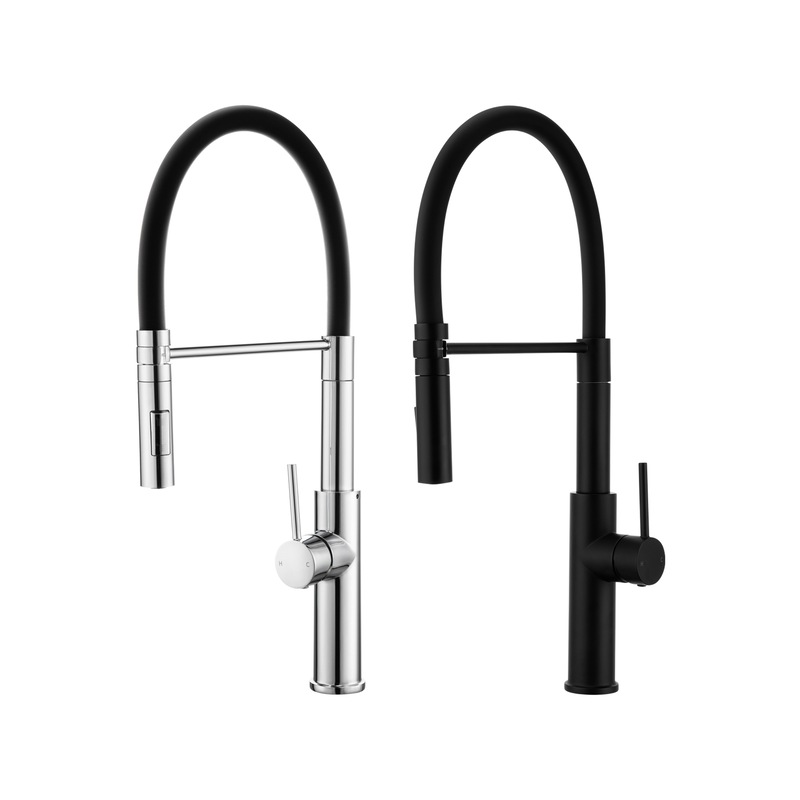 Buy ACA Chrome Black Brass Kitchen Tap Mixer Tap Pull Down Swivel Spout