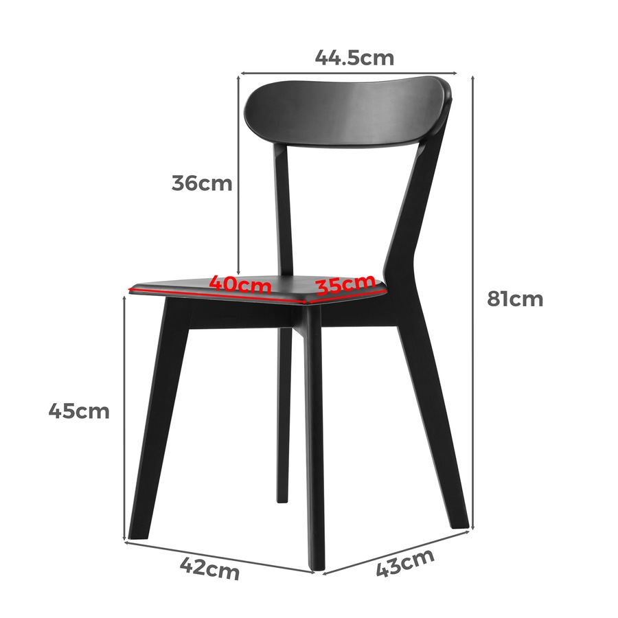 ACA Dining Chairs Set of 2 Solid Wood Black For Kitchen Cafe Lounge Chair