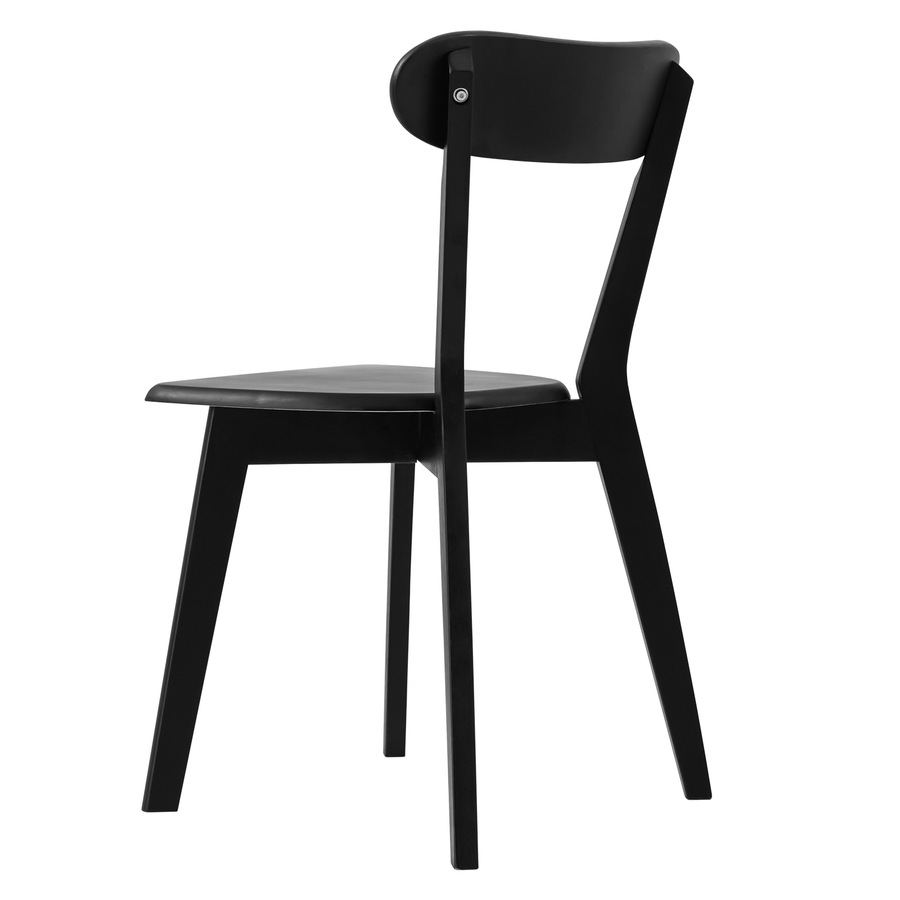 ACA Dining Chairs Set of 2 Solid Wood Black For Kitchen Cafe Lounge Chair