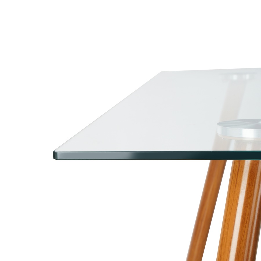 ACA Glass Dining Table 120cm Rectangular Tabletop Kitchen Furniture Cafe Restaurant Walnut