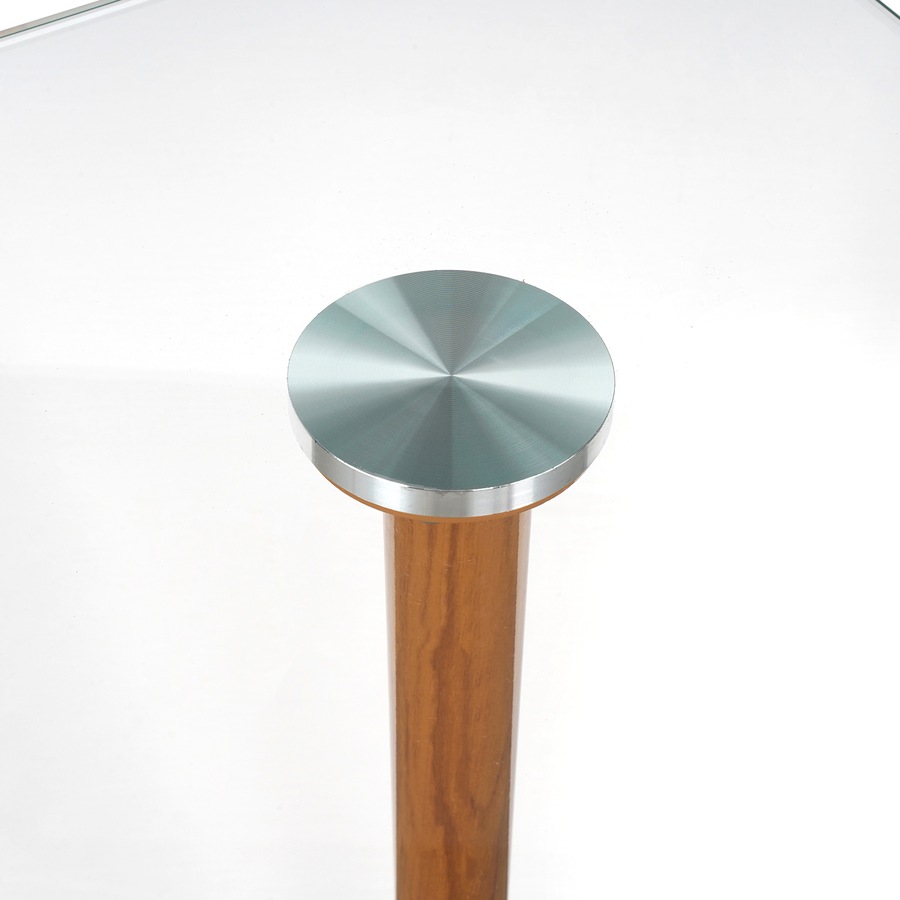 ACA Glass Dining Table 120cm Rectangular Tabletop Kitchen Furniture Cafe Restaurant Walnut