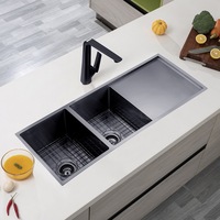 ACA Kitchen Sink 116x46CM Brushed Gold Stainless Steel Double Bowls Undermount/Topmount With Waste