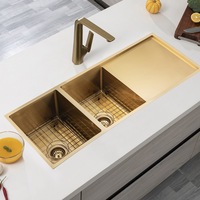 ACA Kitchen Sink 116x46CM Brushed Gunmetal Black Stainless Steel Double Bowls Undermount/Topmount With Waste