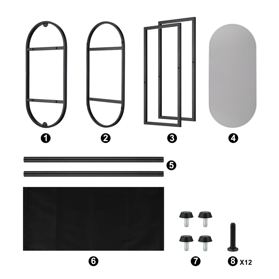 ACA Oval End Table Narrow Glass Side Tables Bedside Table with Magazine Storage Shelves