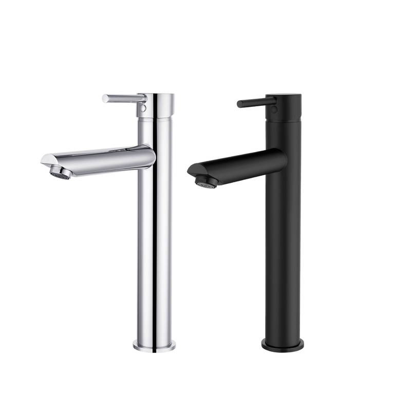 Buy ACA Round Bathroom Mixer Taps Tall Basin Mixer Tapware Faucet WELS Black/Silver MyDeal