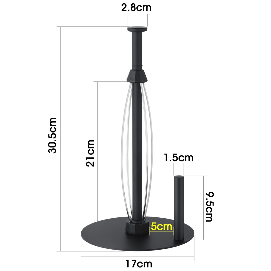 ACA Stainless Steel Kitchen Countertop Paper Towel Roll Holder 31cm in Black