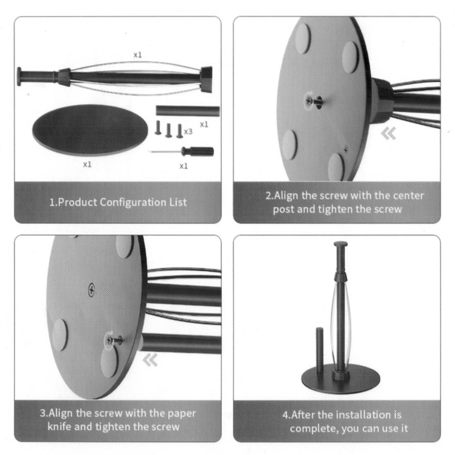 ACA Stainless Steel Kitchen Countertop Paper Towel Roll Holder 31cm in Black