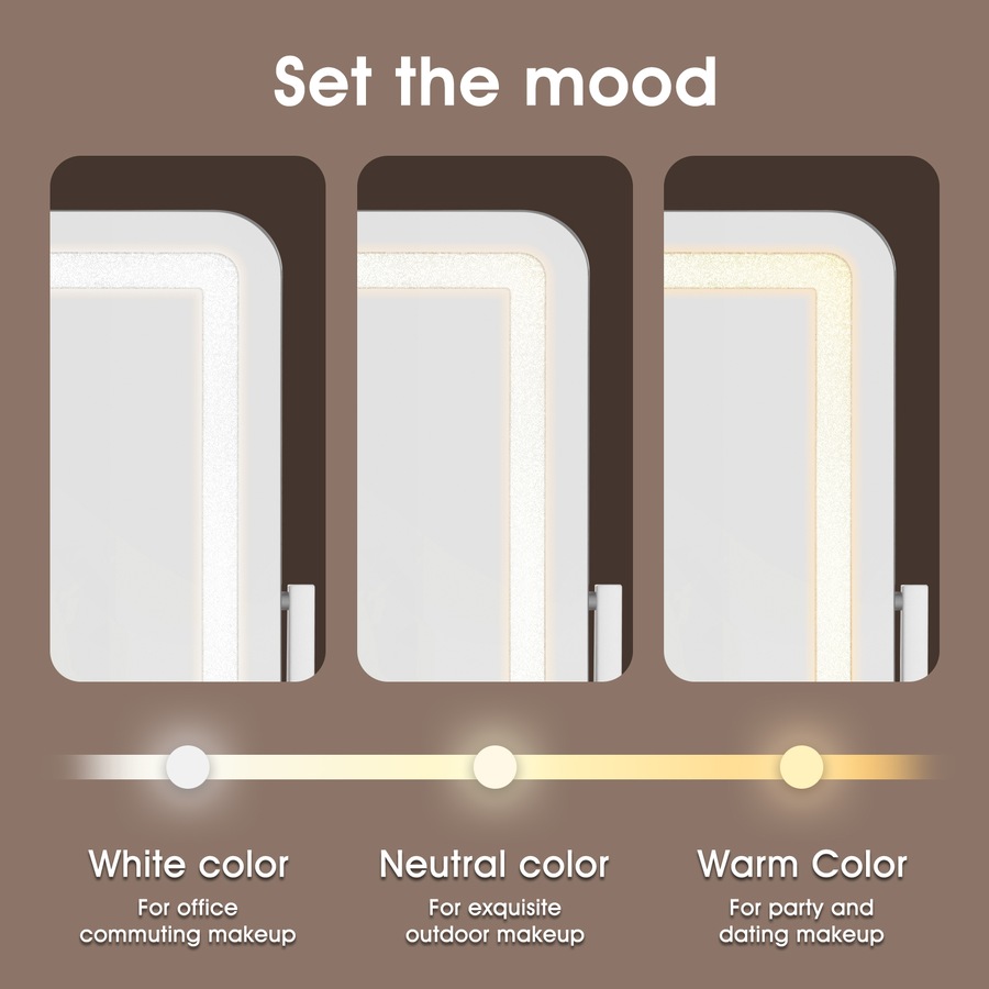 ACA Touch Crystal LED Vanity Tabletop Makeup Mirror Bluetooth 360 Rotation 50x40cm