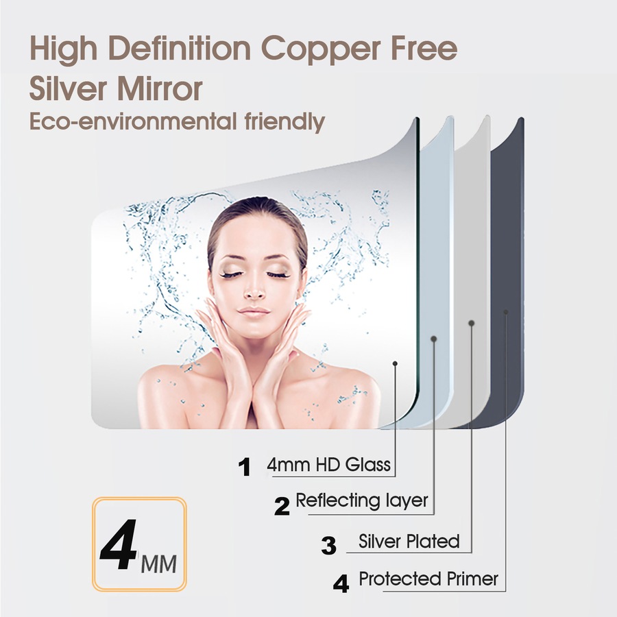 ACA Touch Crystal LED Vanity Tabletop Makeup Mirror Bluetooth 360 Rotation 50x40cm