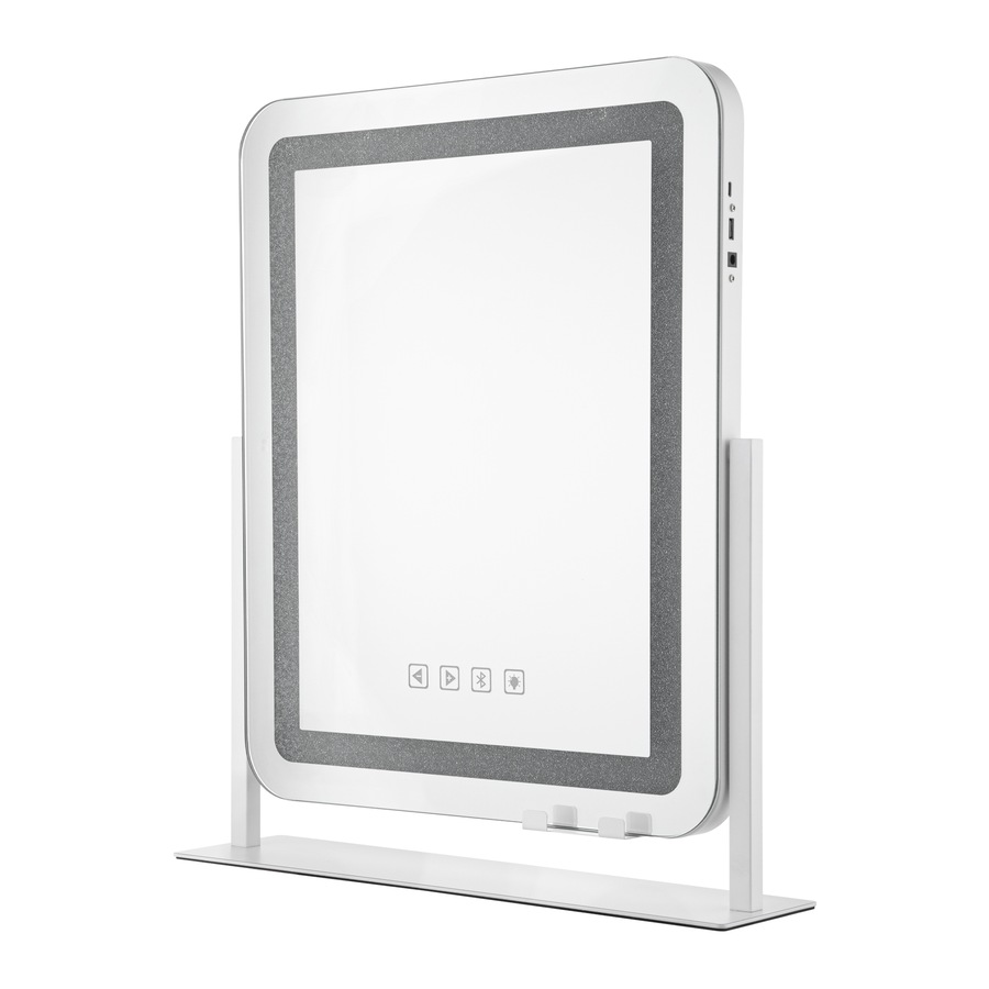 ACA Touch Crystal LED Vanity Tabletop Makeup Mirror Bluetooth 360 Rotation 50x40cm