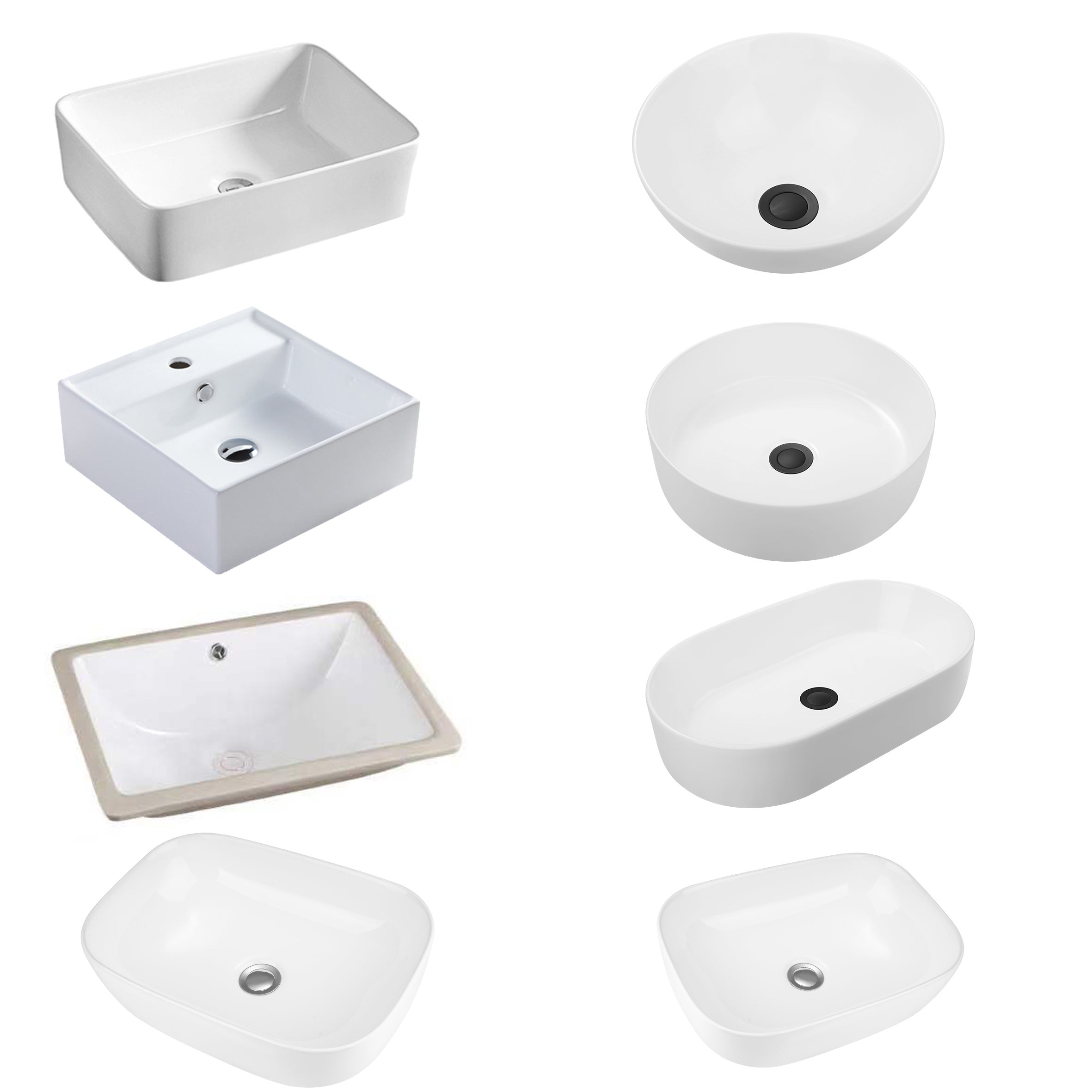 Bathroom Ceramic Basin Above Counter Top Wash Bowl Vanity Sink White Round Square Oval