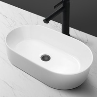 ACA Bathroom Ceramic Wash Basin Vanity Glossy White Bowl Sink Counter Top Oval 530mm