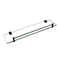 ACA Bathroom Towel Rack Rail Shelf Glass Holder Black