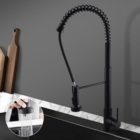 ACA Bathroom Kitchen Faucets Tall Spring 360 degree Swivel Black Pull Out Kitchen Sink Mixer Tap Solid Brass