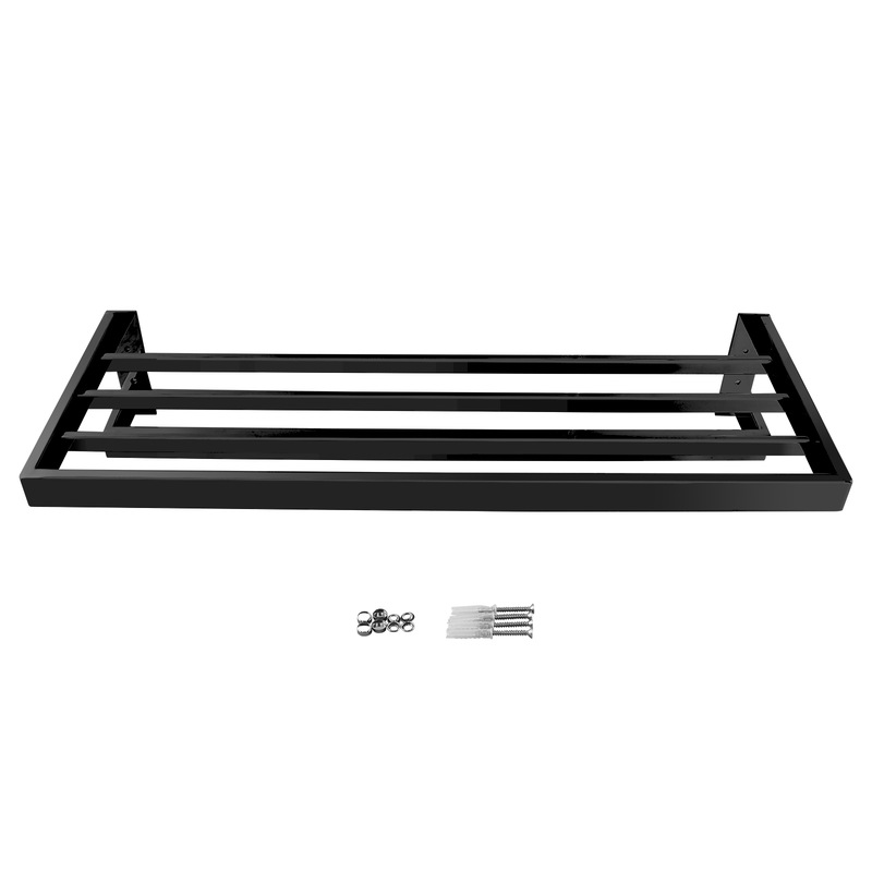 Buy Bathroom Square Towel Shelf Rack Rail Holder Black 600mm MyDeal