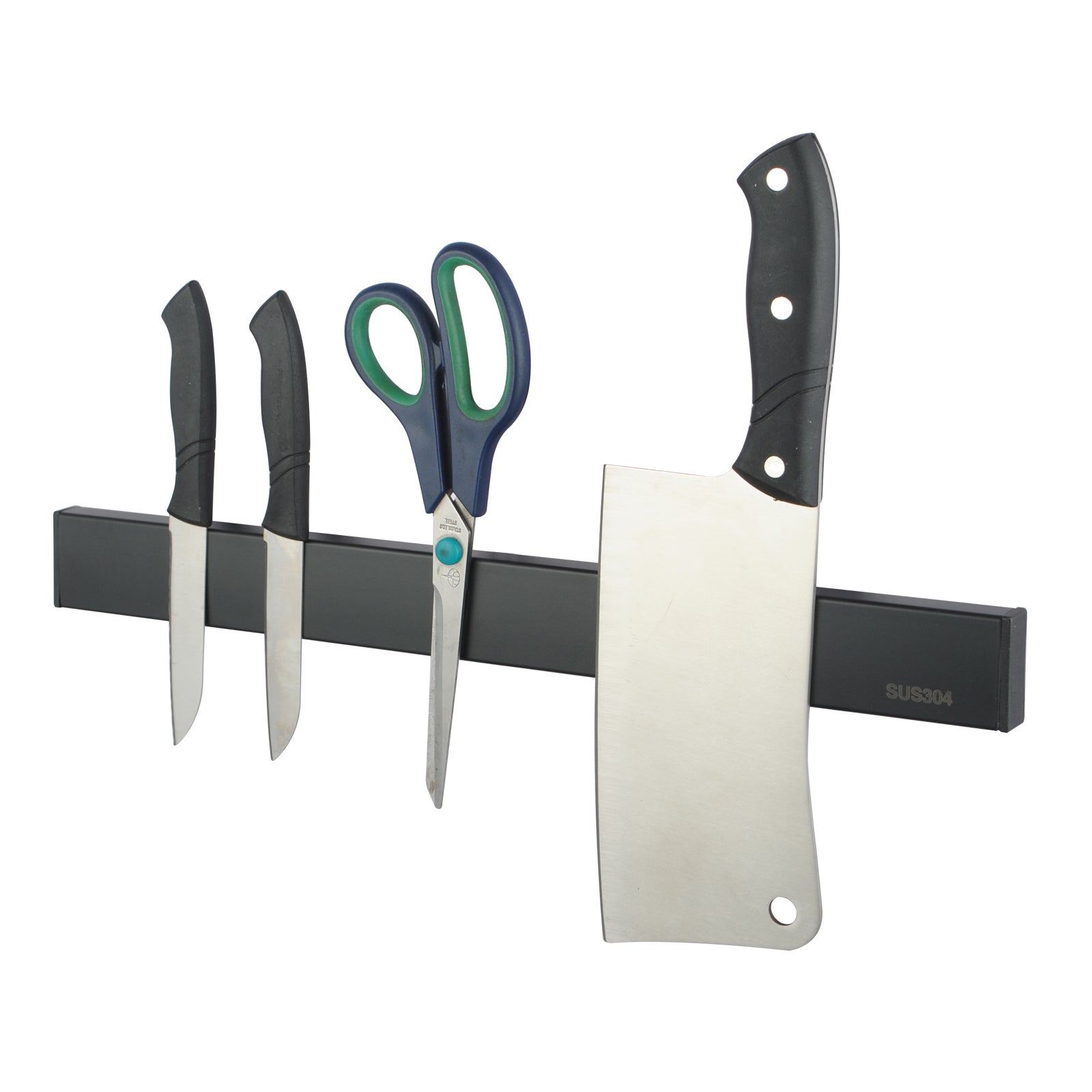 ACA 50CM Black 304 SUS Magnetic Knife Holder Utensil Rack Wall Mount Kitchen Tool Shelf Rack
