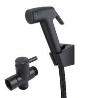 ACA Black Round Bidet Spray Shattaf Shower Head 1.2m Hose Sprayer Kit Douche Toilet With Diverter