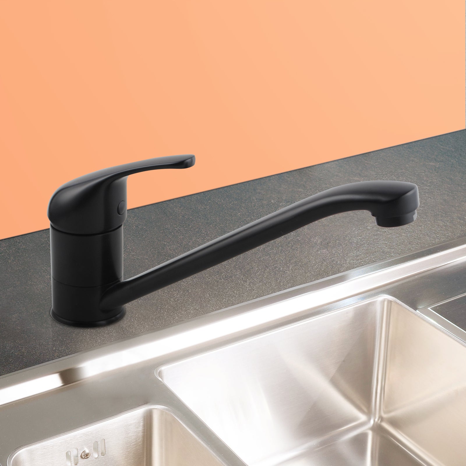 ACA Black Brass Swivel Kitchen Tap Sink Mixer Tap Faucet Lead Free Watermark WELS