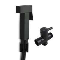 ACA Brass Square Black Toilet Bidet Spray Diverter Wash Kit with 1.2m PVC Hose