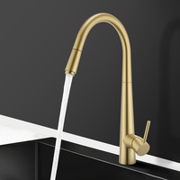 ACA Brushed Gold Pull Out Kitchen Mixer Tap Laundry Vanity Sink Tap Basin Faucets Brass WELS