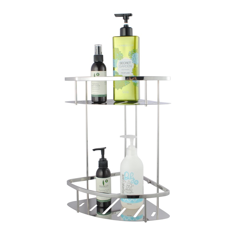 Buy 2 Tier Chrome Shower Caddy Corner Storage Shower Double Shelf Holder MyDeal