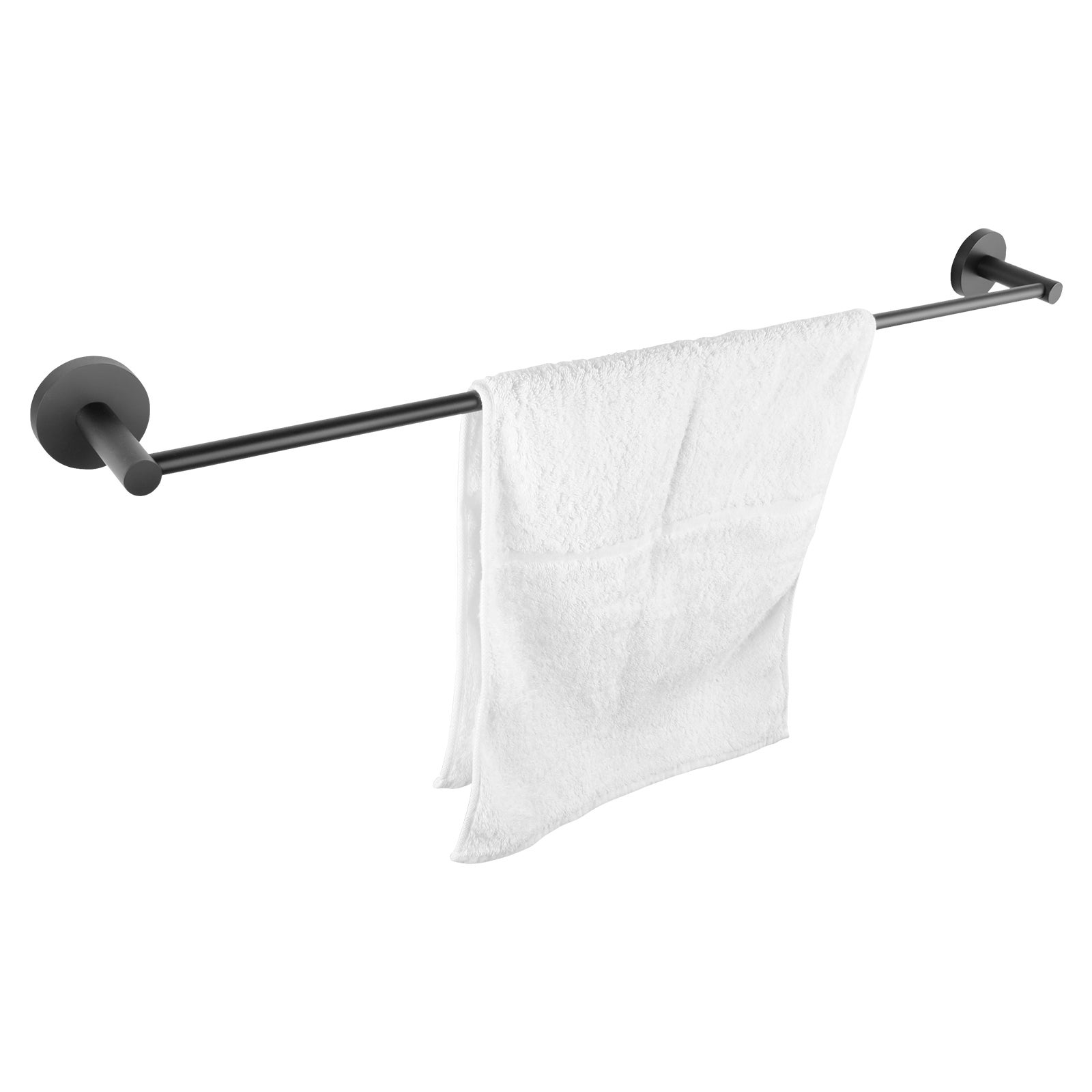 ACA Bathroom Round Single Towel Rack Towel Rail Black 800mm Cut to Size