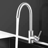 ACA Kitchen Mixer Tap Round Gooseneck Swivel Spout Laundry Sink Faucet Chrome WELS