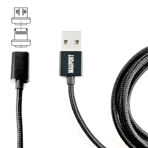 ACA Magport Braided Magnetic Micro USB Cable Charger 2.4A Samsung iPhone iOS Android