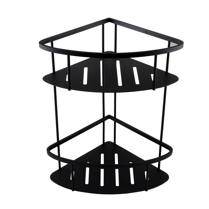 Buy ACA 2 Tier Black Shower Caddy Corner Storage Shower Double Shelf ...