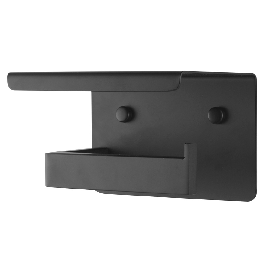 ACA Black Toilet Paper Holder with Phone Shelf Bathroom Accessories Tissue Roll Dispenser