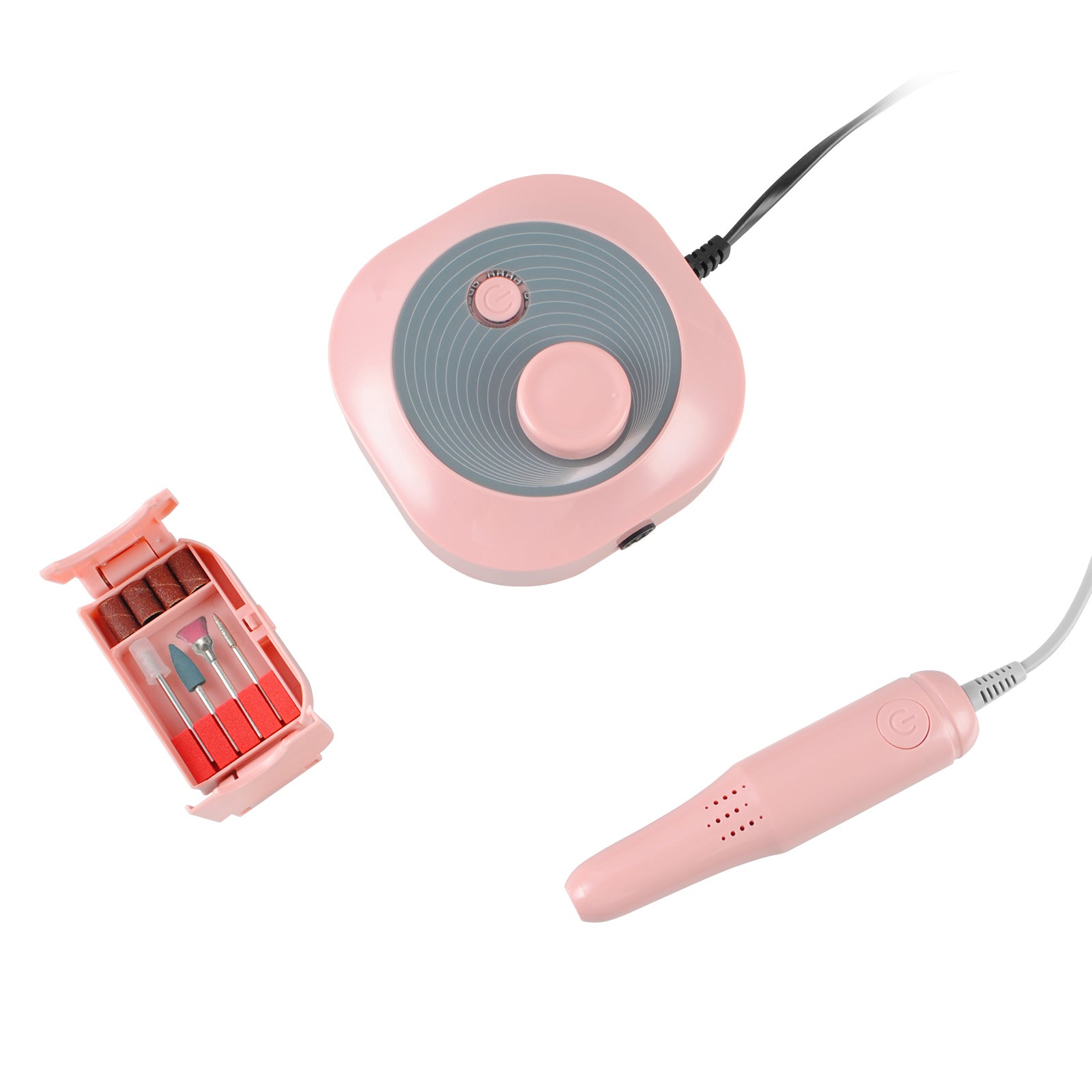 ACA Pink Electric Nail Drill Machine Art Manicure Pedicure Tool Kits Nail Treatments 4 Bits Set