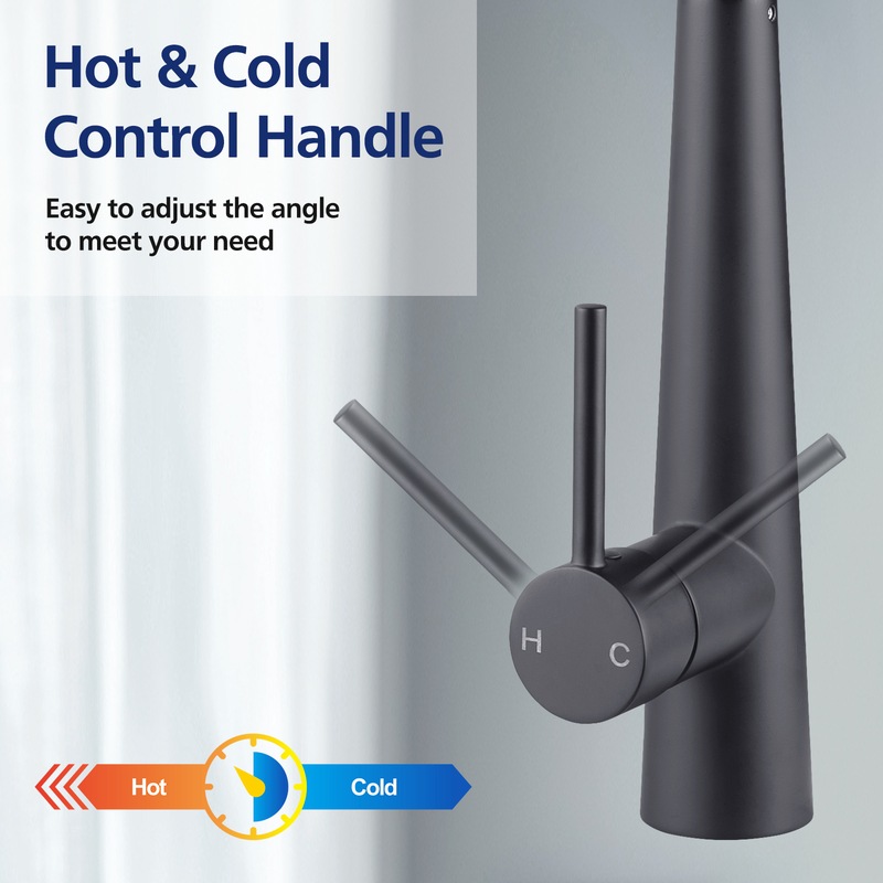 Round Brass Swivel Pull Out Spout Kitchen Sink Mixer Tap Black MyDeal