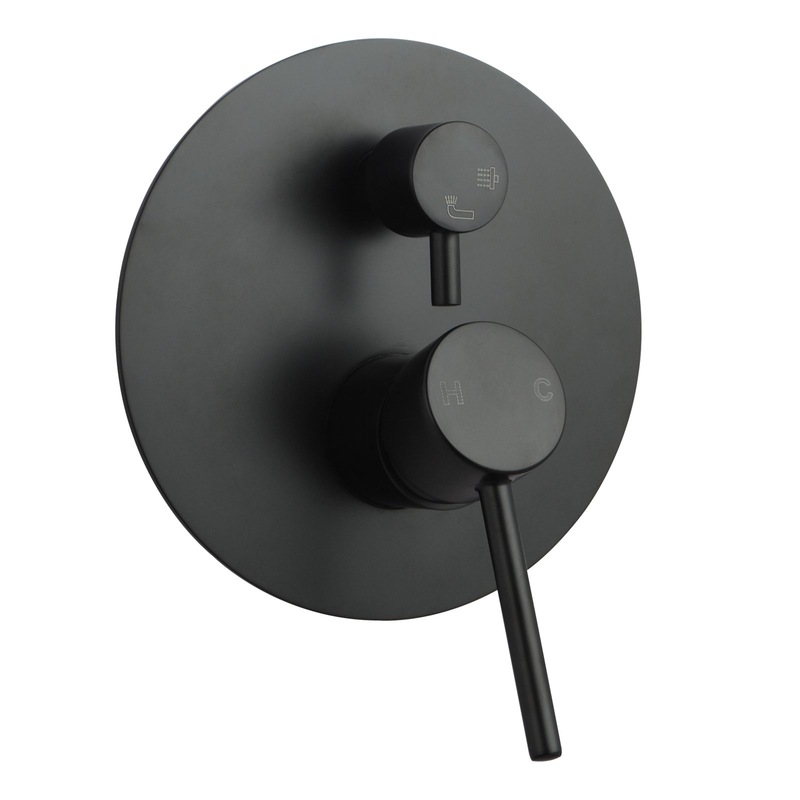 Buy Brass Round Shower Diverter Mixer Tap Matte Black For Bath Spout ...