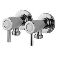 ACA Round Chrome 1/4 Turn Laundry Washing Machine Stop Taps Pair
