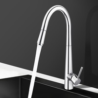 ACA 360 degree Swivel Spout Round Chrome Pull Out Kitchen Sink Mixer Tap Laundry Faucet