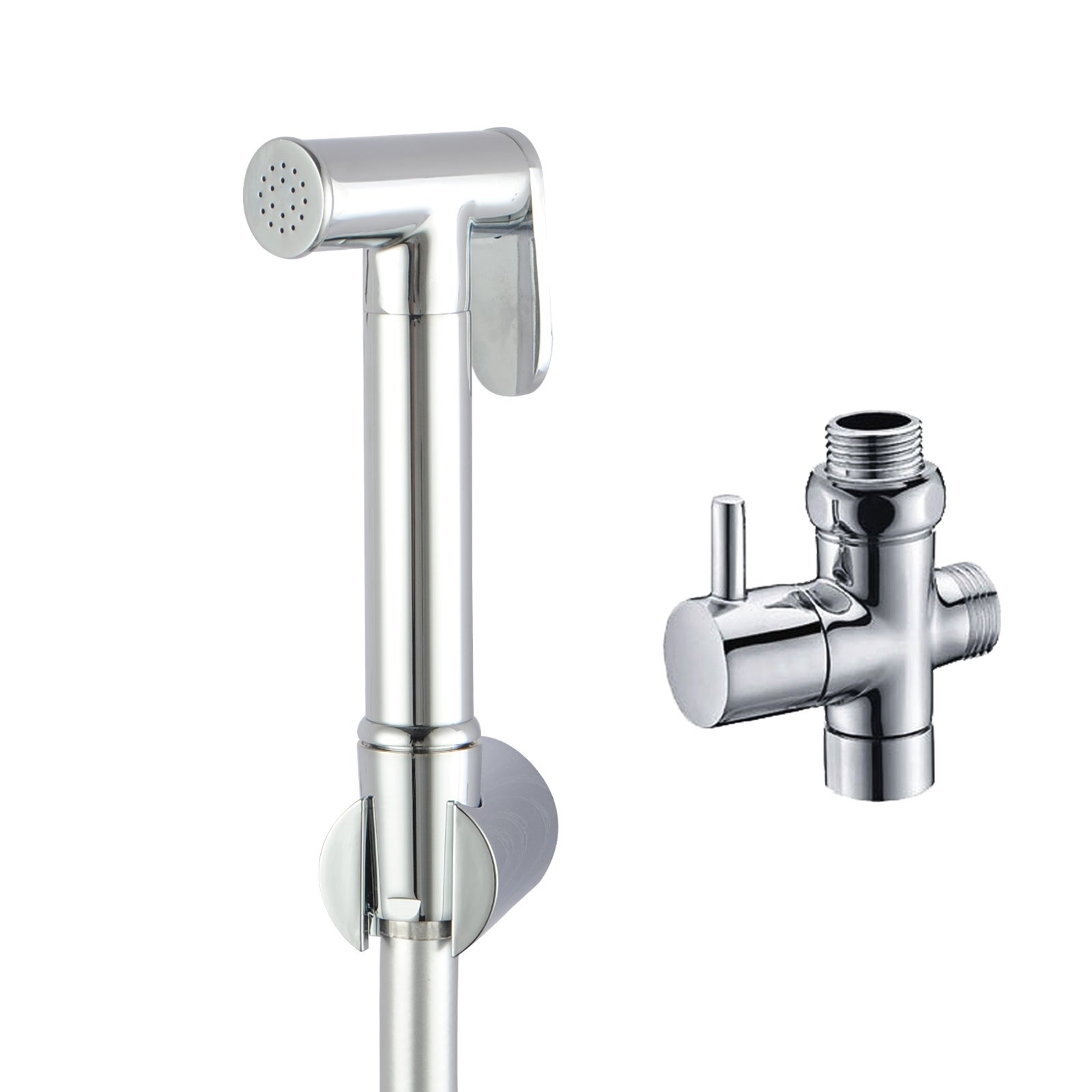 ACA Round Chrome Toilet Bidet Spray Wash Kit with Diverter Tap Set 1.2m PVC Water Hose