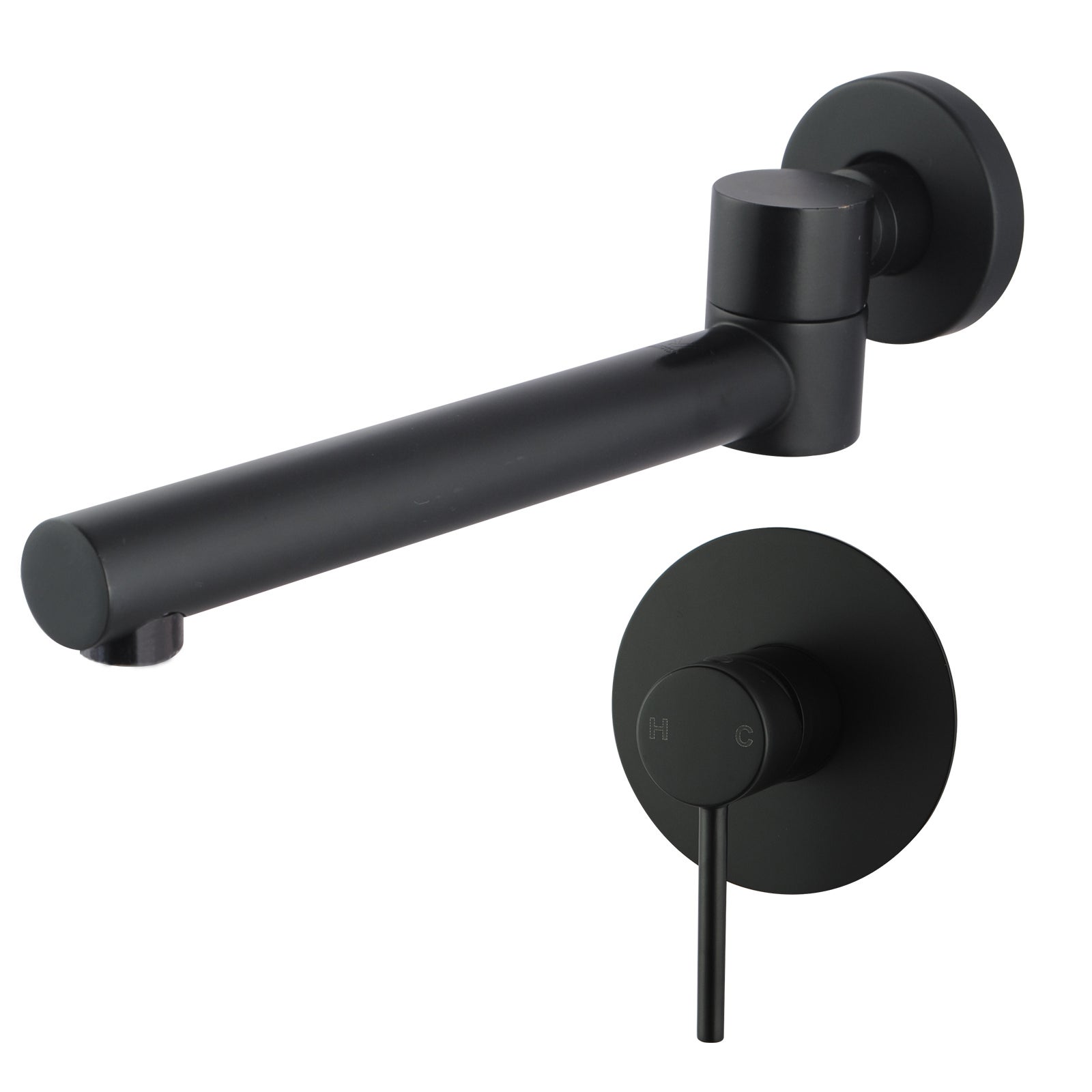 ACA Swivel Bathtub/Vanity Water Spout with Mixer Wall Mounted Round Black