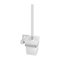 ACA Bathroom Square Toilet Brush with Glass Holder Chrome