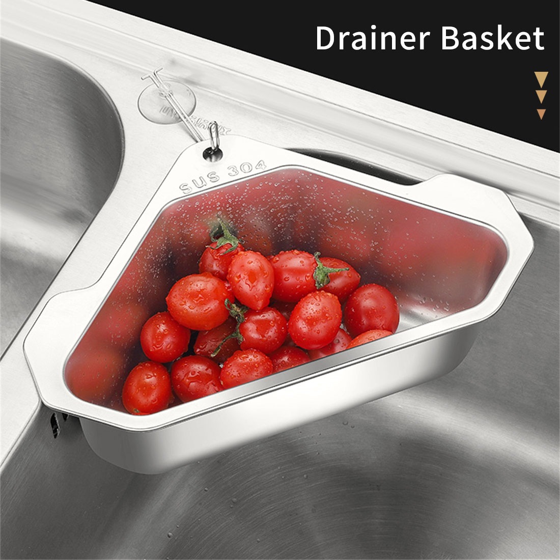 Buy ACA Stainless Steel Drain Basket Kitchen Triangular Sink Strainer ...