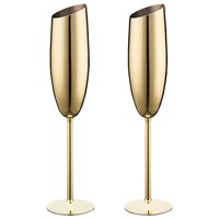 ACA Stainless Steel Gold Champagne Glass Cocktail Glasses Drinkware Cups 2pcs Kit