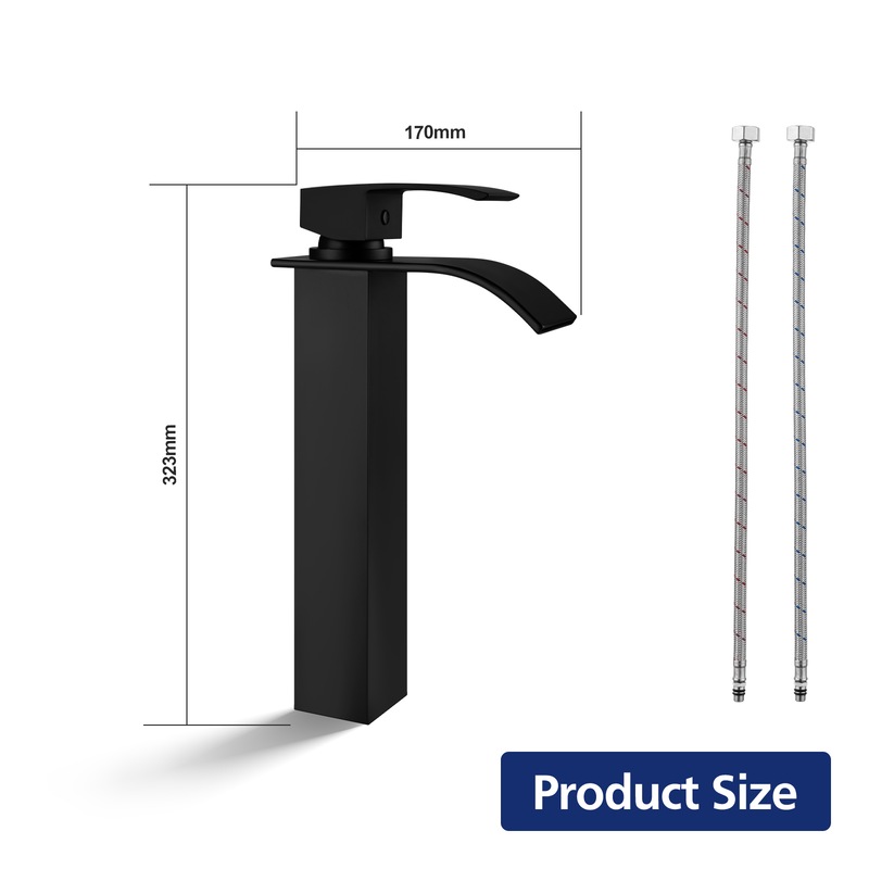 Buy ACA Tall Square Basin Mixer Tap Above Counter Top Brass Bath Faucet ...