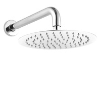 ACA WELS Round 10'' Ultrathin Stainless Steel Rainfall Shower Head 400mm Wall Extension Arm Dropper Chrome